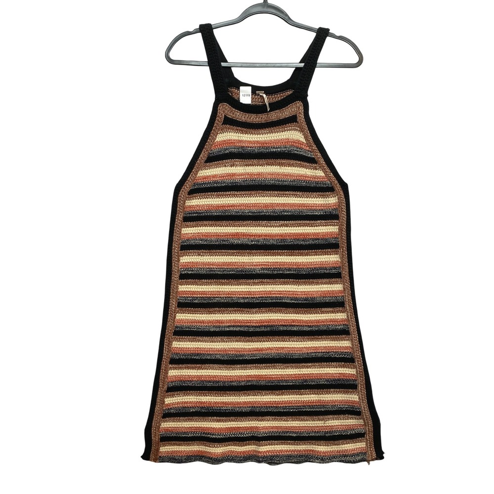 Free People Tank Dress Womens M Multi Sleeveless Retro Ruby Crochet Knit